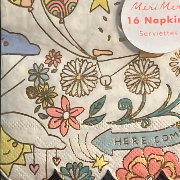 Meri Meri doodle party bundle: gold foil straws & scalloped gold foil napkin-NWT - Picture 6 of 16
